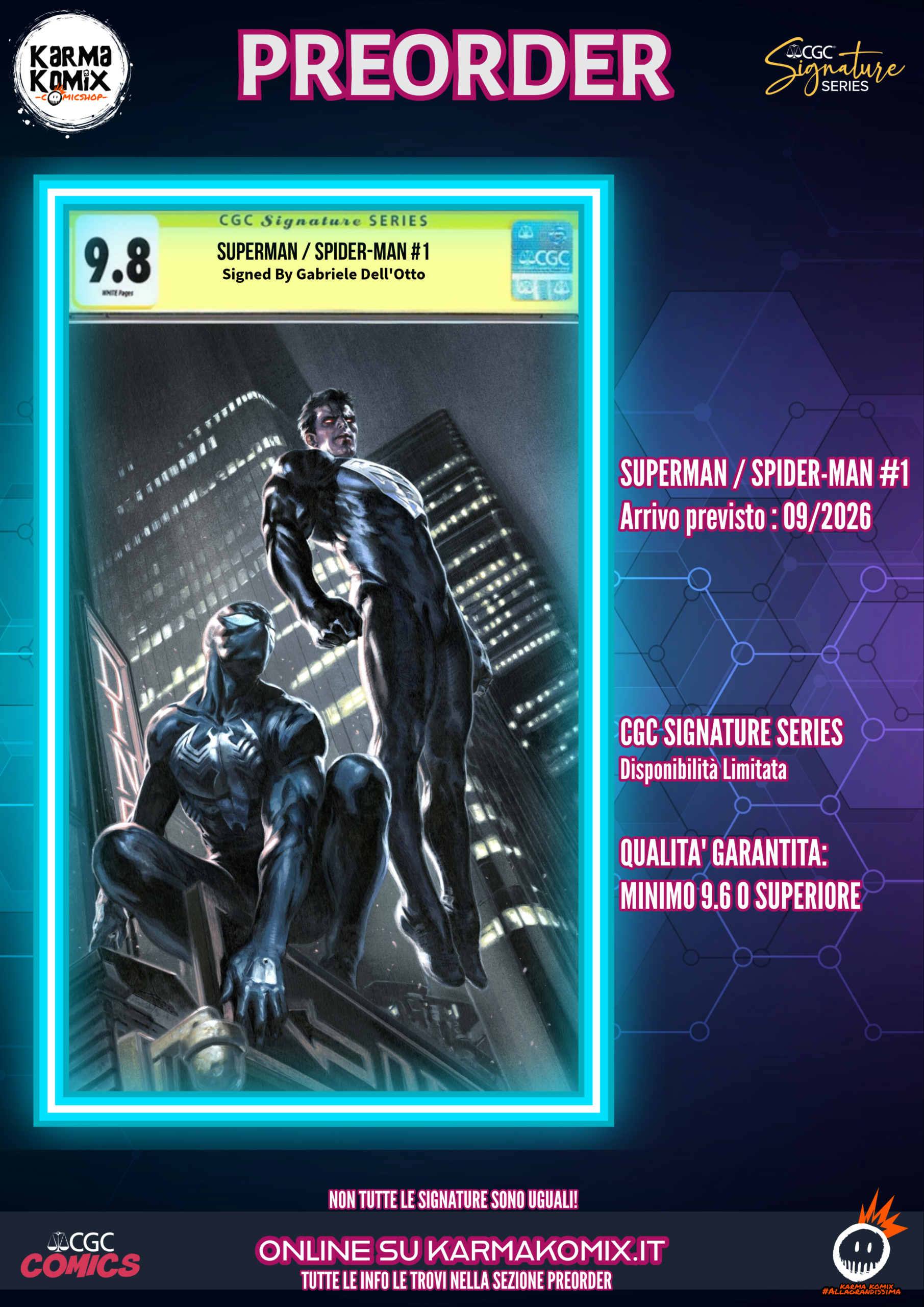 Superman / Spider-Man #1 CGC Signature Series – Firmato Gabriele Dell’Otto